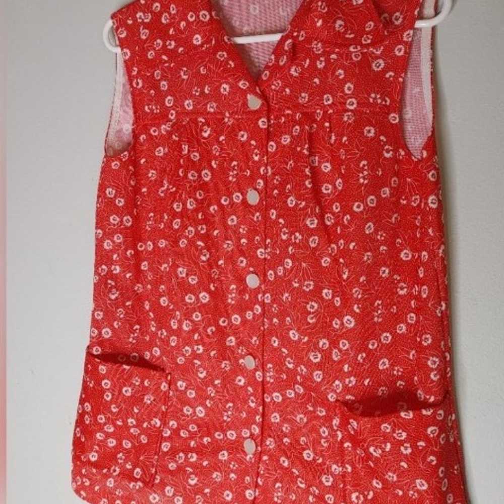 Vintage sleeveless red floral buttondown shirt - image 1
