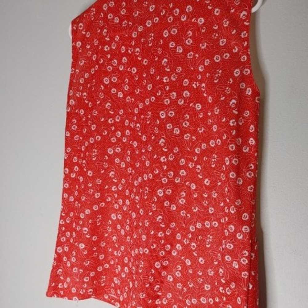 Vintage sleeveless red floral buttondown shirt - image 2