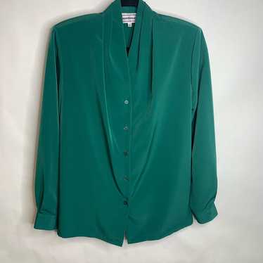 Vintage Westbound Dark Green Blouse Shawl Collar S