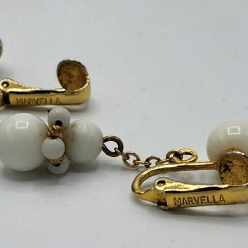 Earrings Drop Vintage Marvella Lever Back White B… - image 3