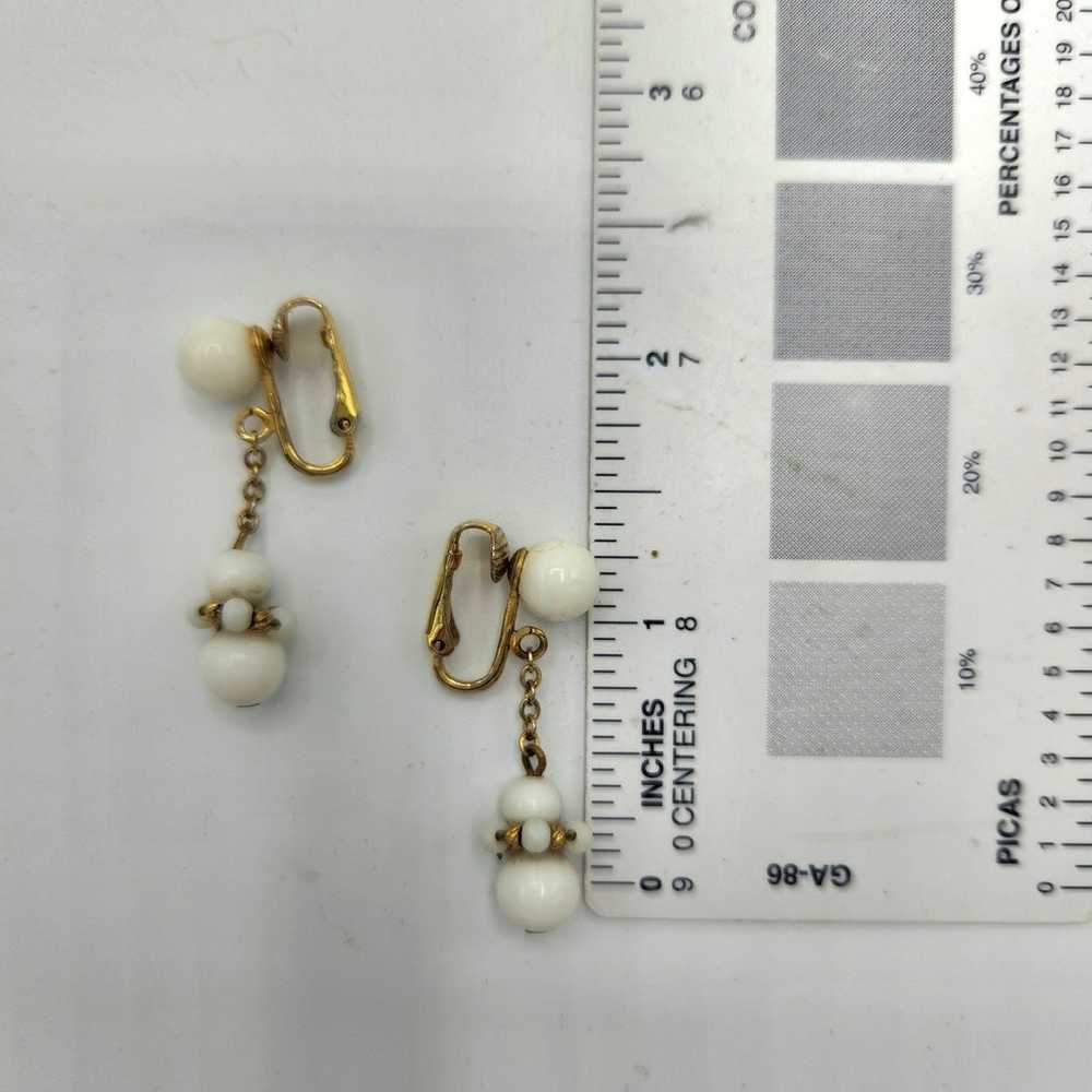 Earrings Drop Vintage Marvella Lever Back White B… - image 4