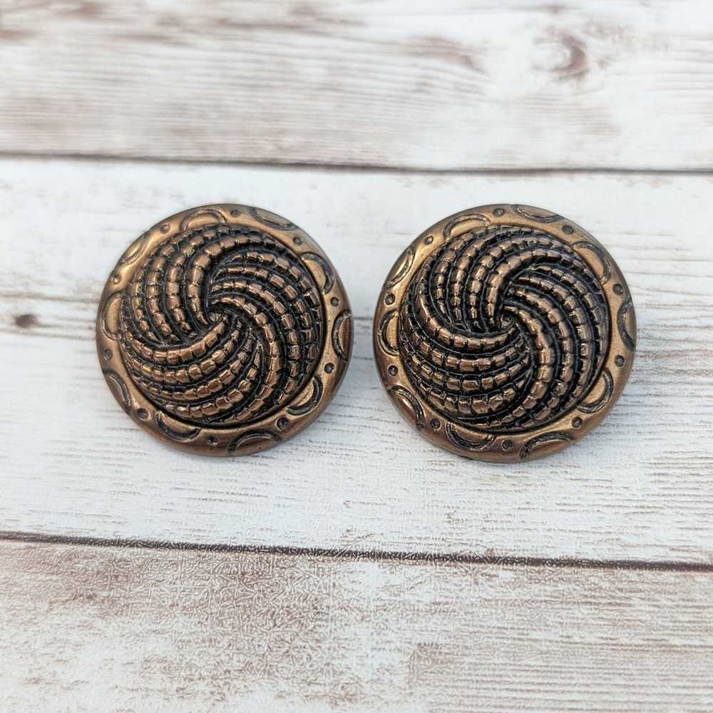 Vintage Clip On Earrings Large Statement Bronze T… - image 2