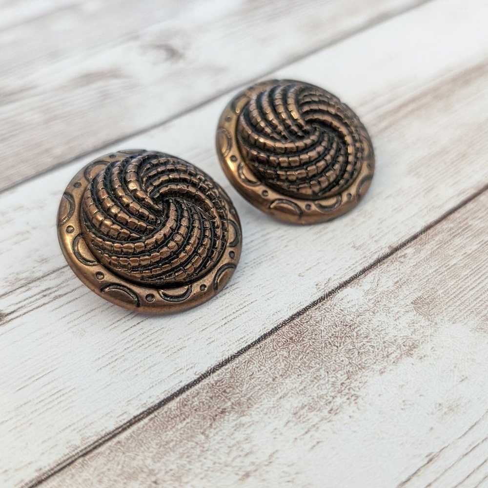 Vintage Clip On Earrings Large Statement Bronze T… - image 3