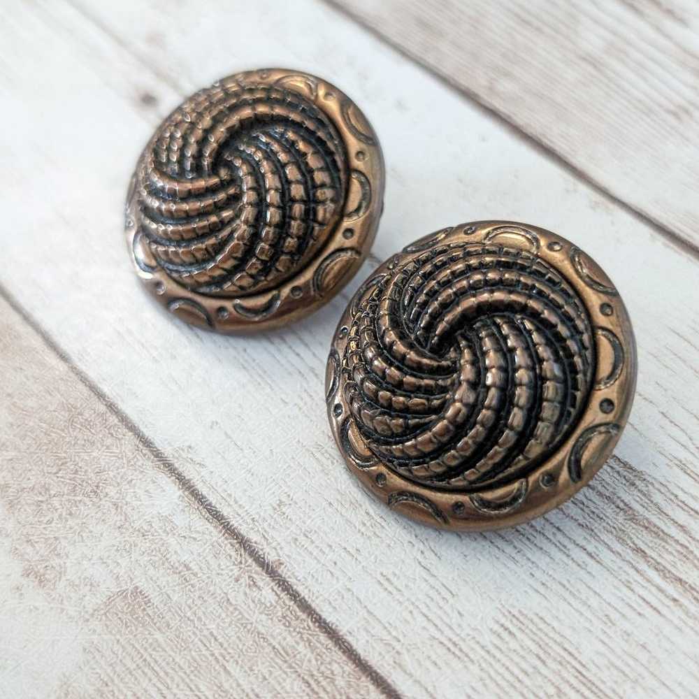 Vintage Clip On Earrings Large Statement Bronze T… - image 4