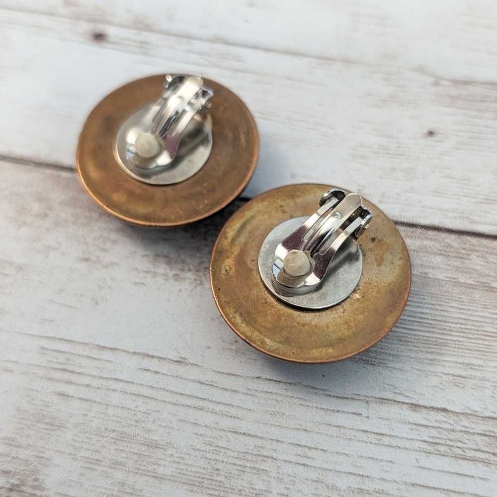 Vintage Clip On Earrings Large Statement Bronze T… - image 5
