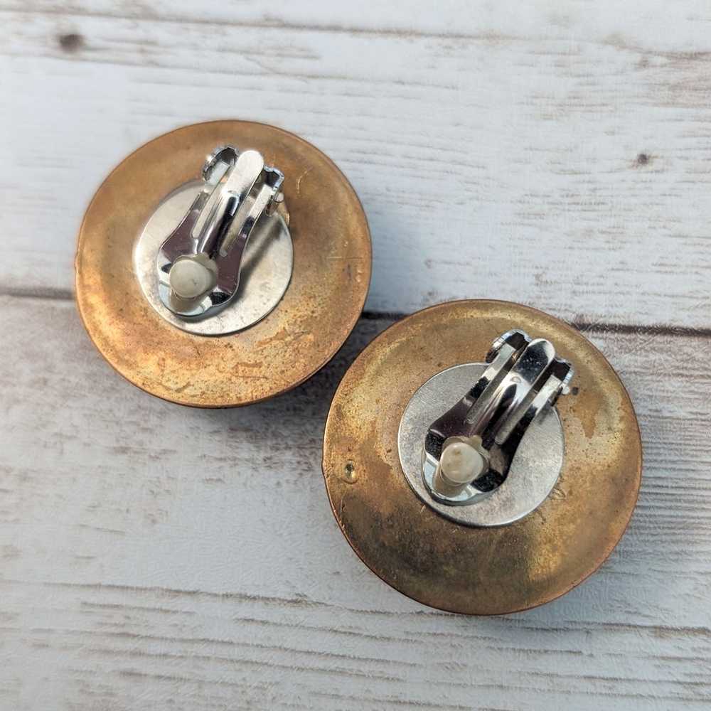 Vintage Clip On Earrings Large Statement Bronze T… - image 6