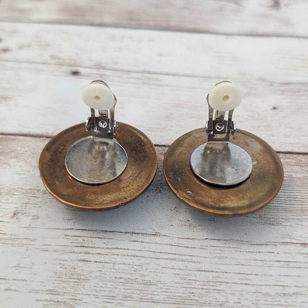 Vintage Clip On Earrings Large Statement Bronze T… - image 7
