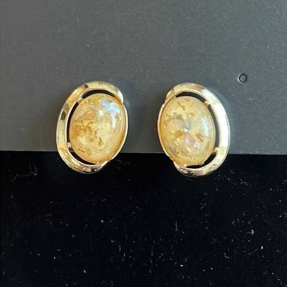Vintage Coro Gold and Stone clip on earrings - image 1