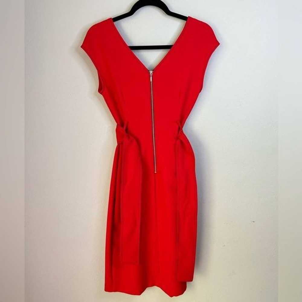 Zara red contrasting topstitching midi v neckline… - image 10