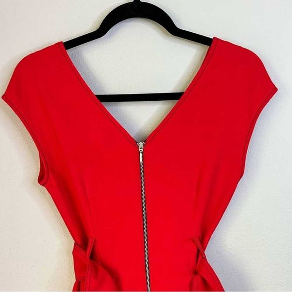 Zara red contrasting topstitching midi v neckline… - image 11