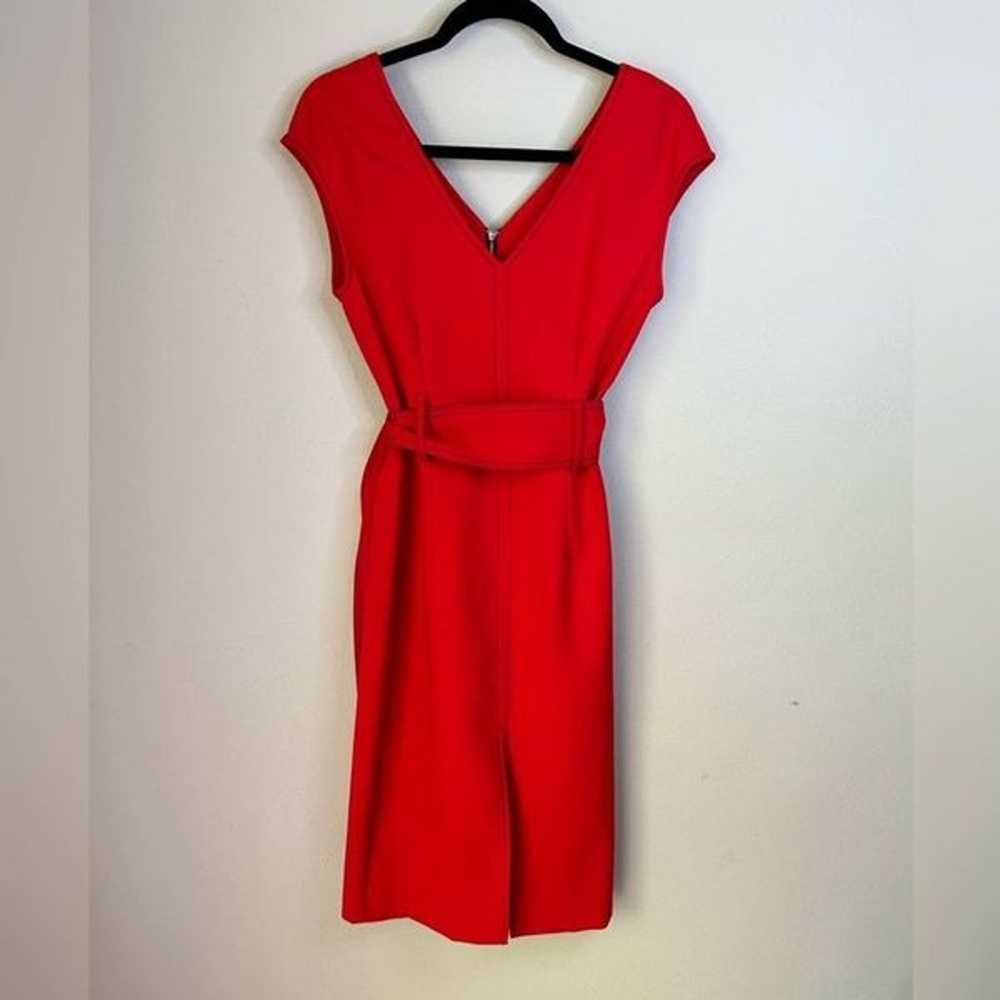 Zara red contrasting topstitching midi v neckline… - image 9