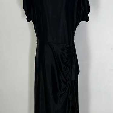 Vintage 1930s Black Liquid Satin Grecian Draped H… - image 1