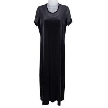 Huis Clos Velour Midi Dress Women 12 Black Short S