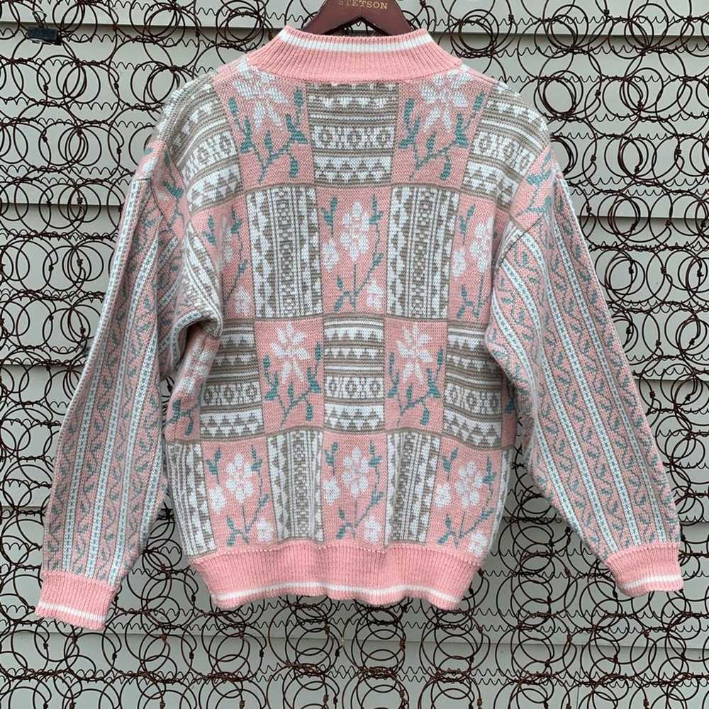 Vintage 90s pastel floral Gina Peters sweater - image 4