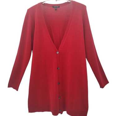 Eileen Fisher Red Merino Wool Long sleeve Midi Ca… - image 1