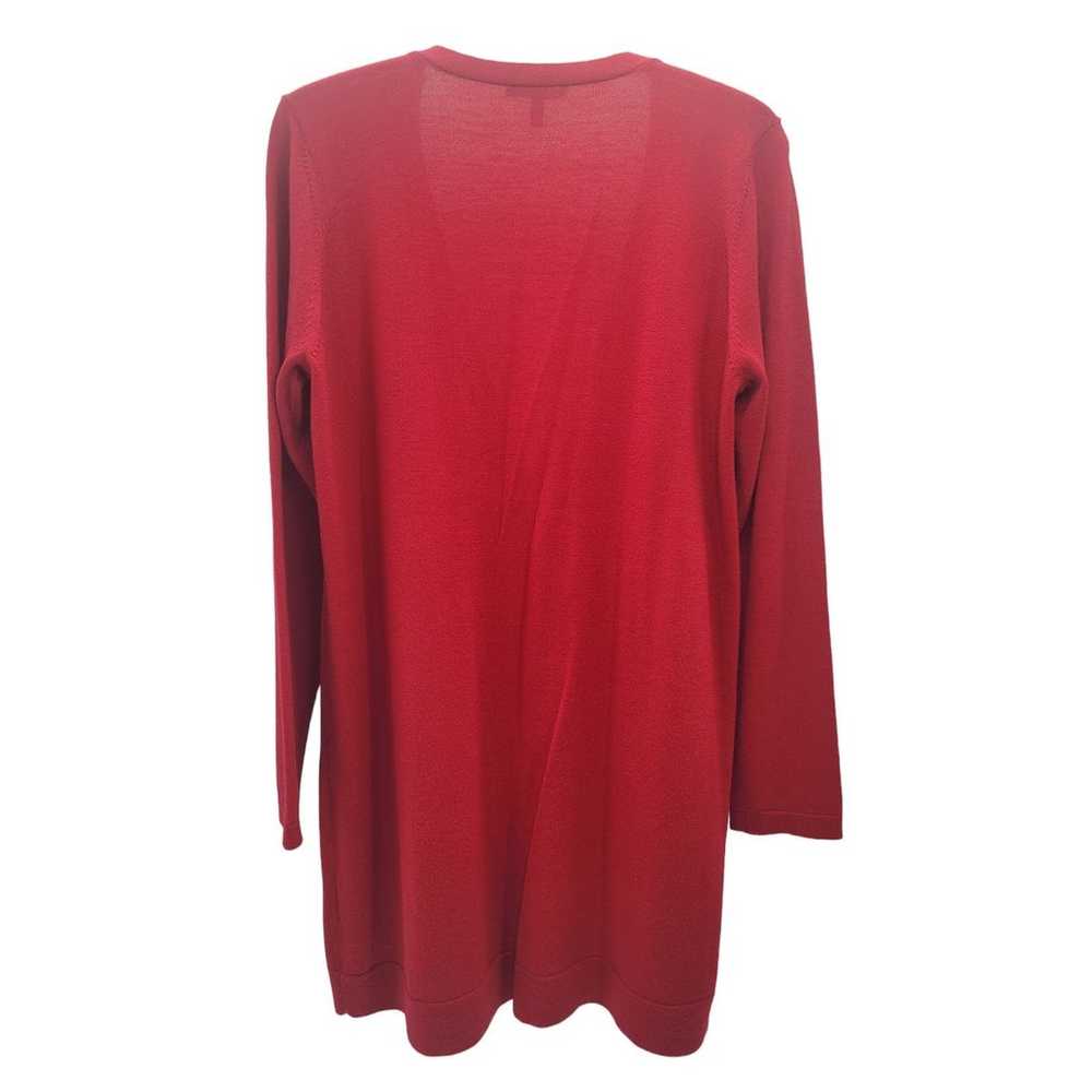 Eileen Fisher Red Merino Wool Long sleeve Midi Ca… - image 3