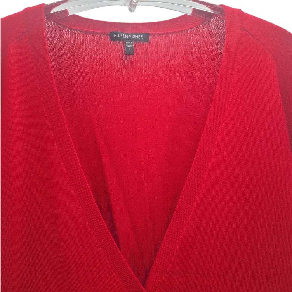 Eileen Fisher Red Merino Wool Long sleeve Midi Ca… - image 5