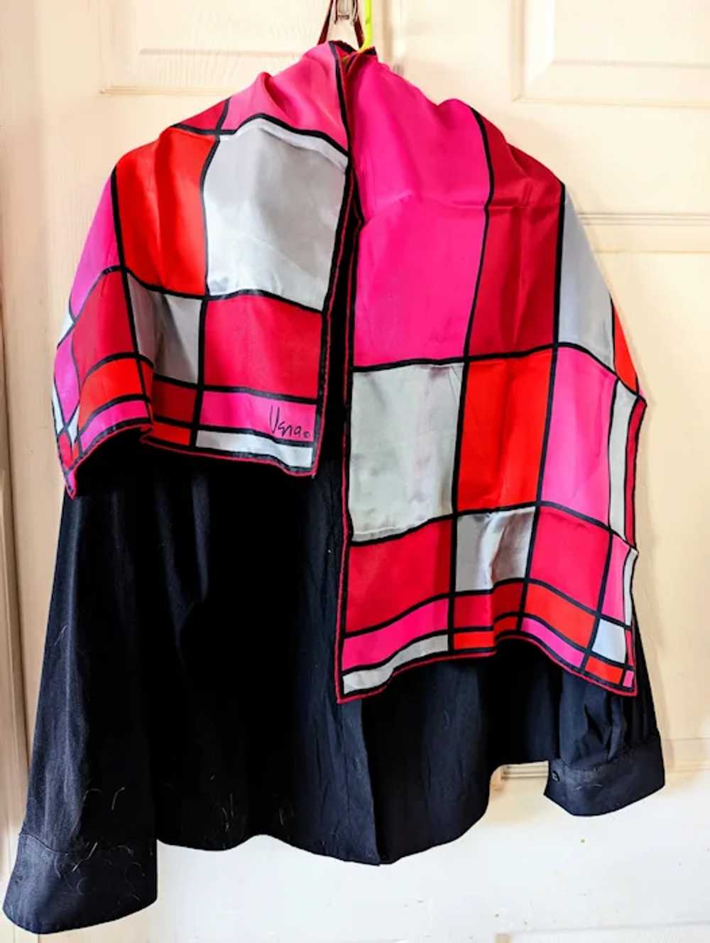 VERA Neumann silk scarf shawl Modernist geometric… - image 2