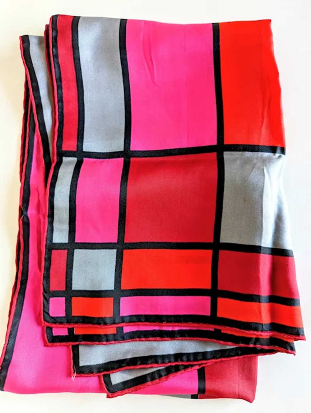 VERA Neumann silk scarf shawl Modernist geometric… - image 3