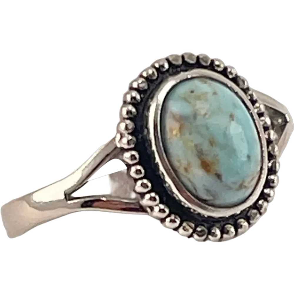 Navajo Turquoise Oval Cabochon Sterling Silver 92… - image 1