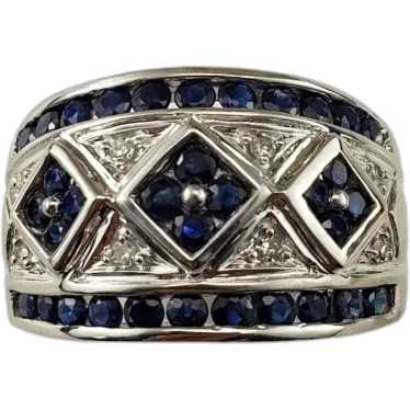 10 Karat White Gold Sapphire and Diamond Band Ring