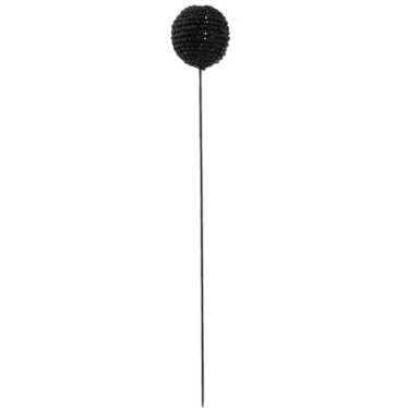 Antique hat pin black glass seed bead ball