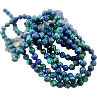Vintage 8mm Turquoise Matrix Beads (A4311) - image 1