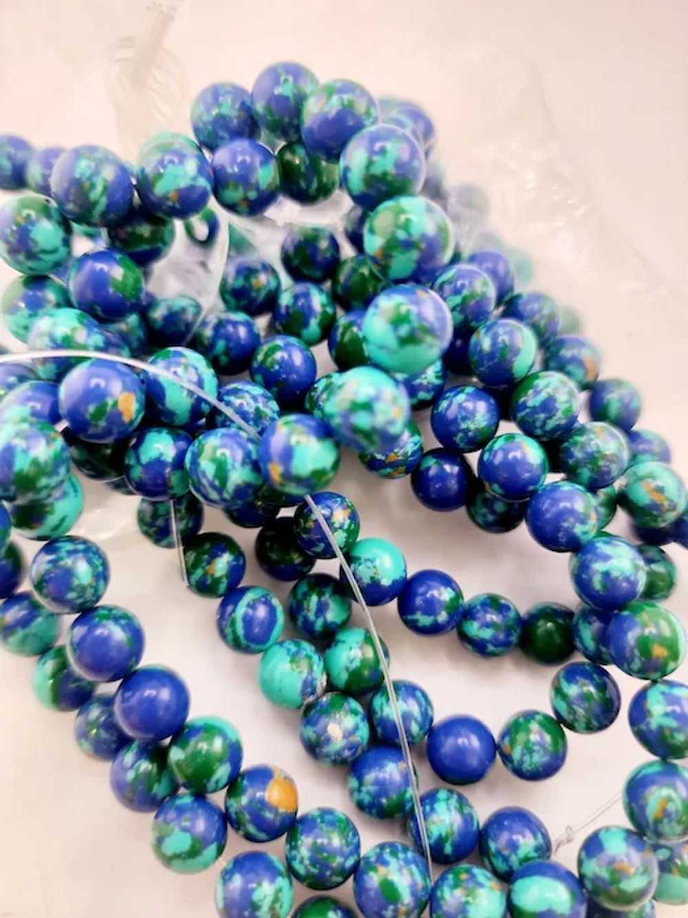 Vintage 8mm Turquoise Matrix Beads (A4311) - image 2