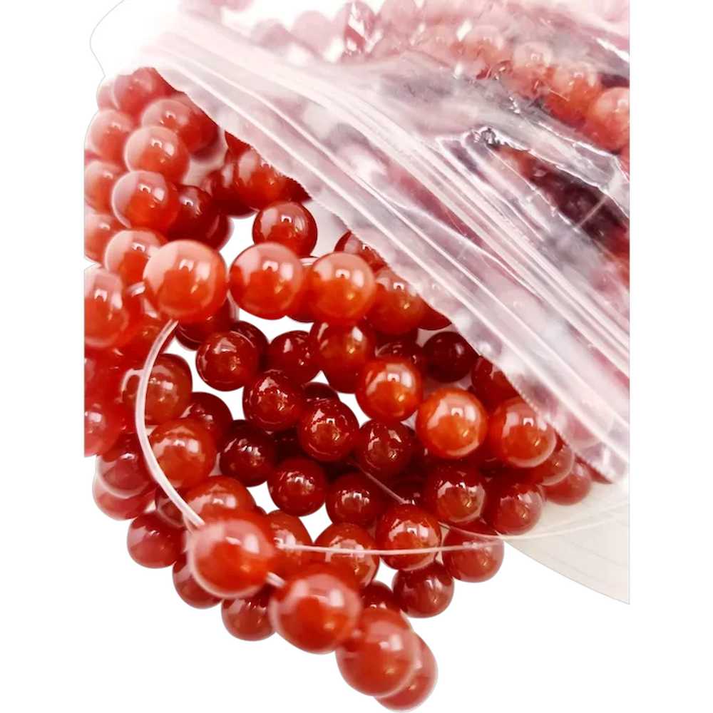 Vintage 8mm Carnelian Glass Beads (A4314) - image 1