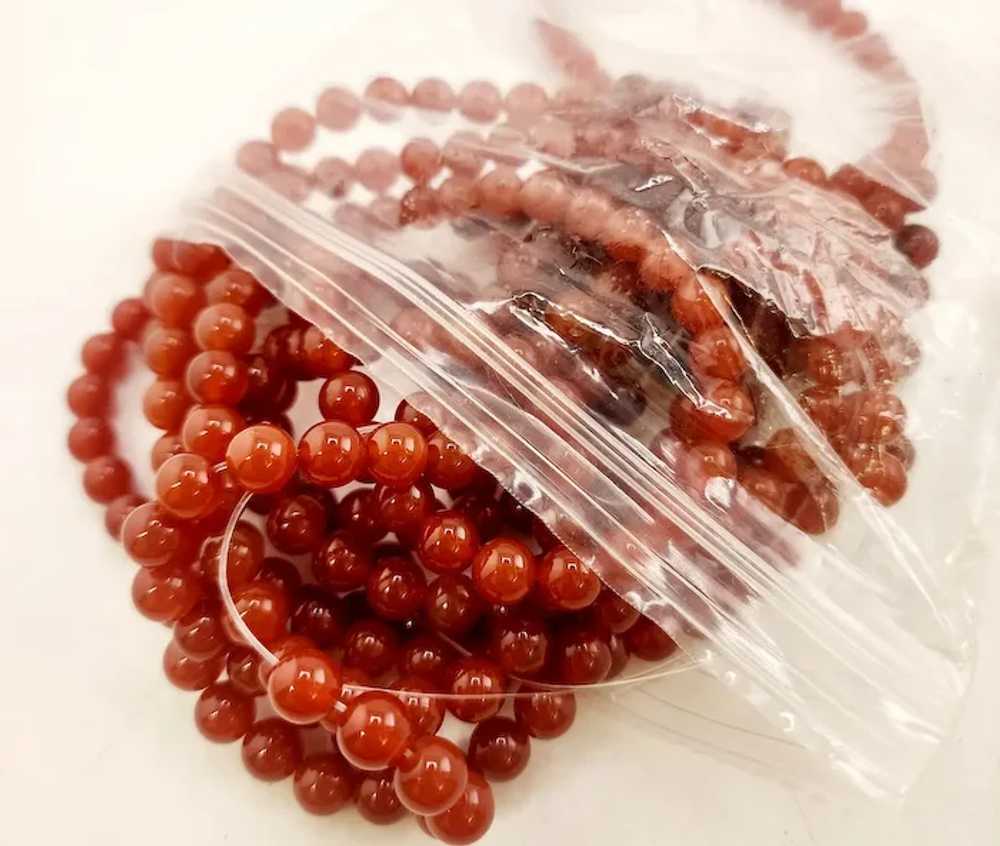 Vintage 8mm Carnelian Glass Beads (A4314) - image 2