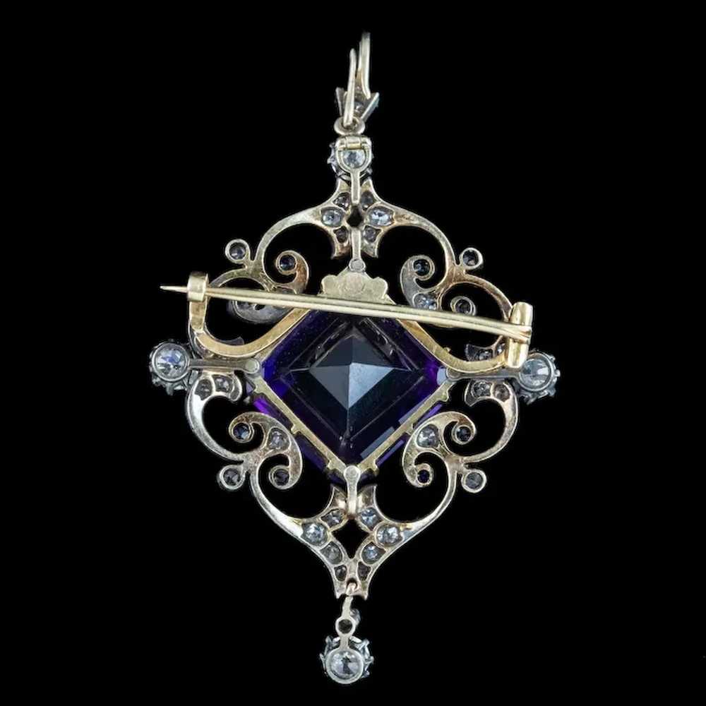 Antique Victorian Amethyst Diamond Pendant 12ct A… - image 4