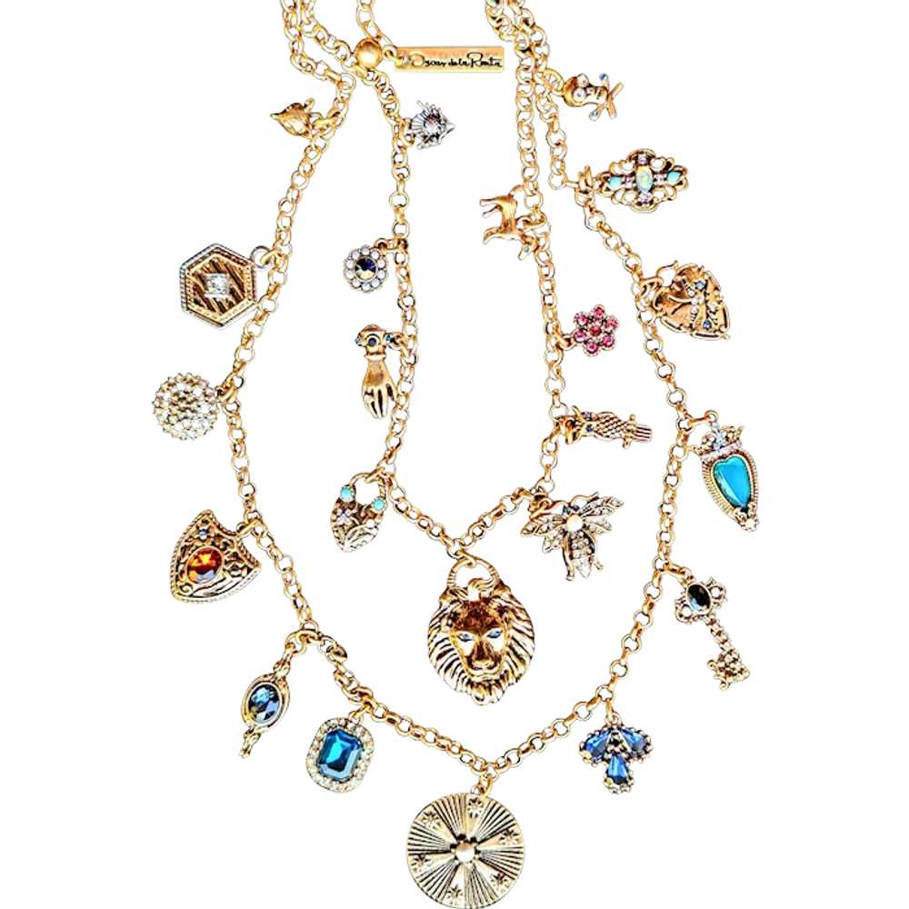 Oscar de la Renta necklace 22 charms multi-strand… - image 1
