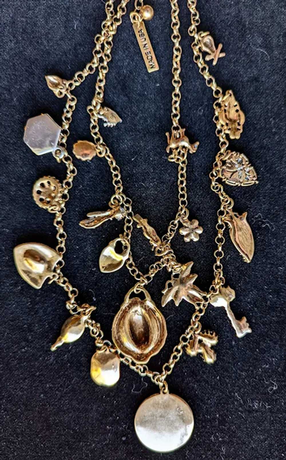 Oscar de la Renta necklace 22 charms multi-strand… - image 5