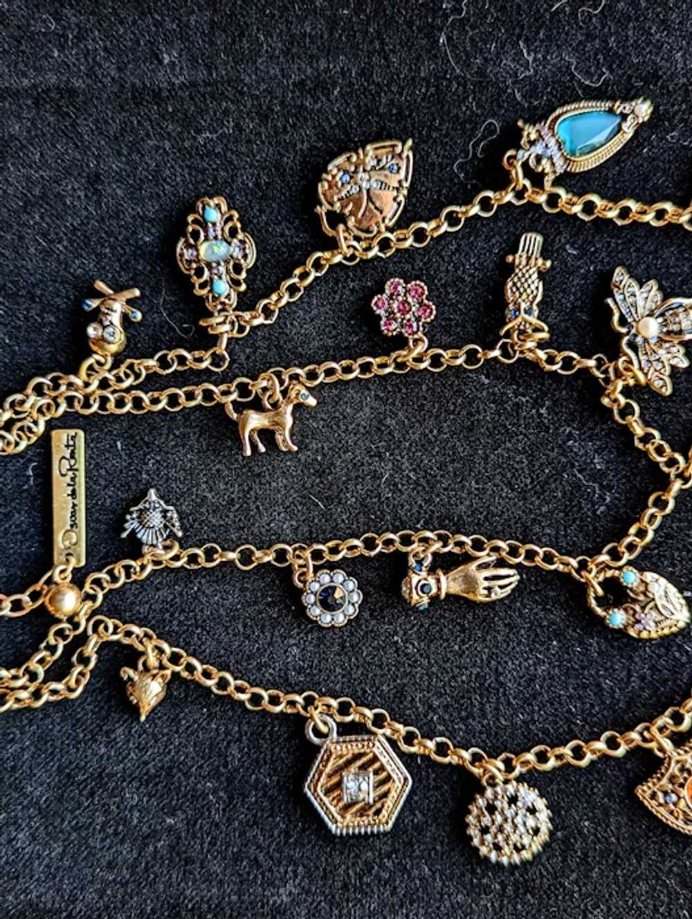 Oscar de la Renta necklace 22 charms multi-strand… - image 8
