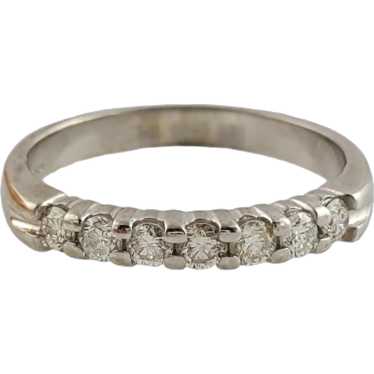 14K White Gold and Shared Prong Diamond Band Size 