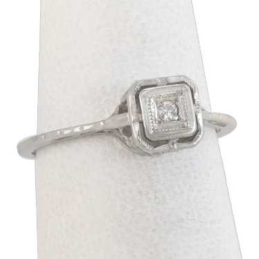 Antique 18K White Gold .02ct Diamond Art Deco Sol… - image 1