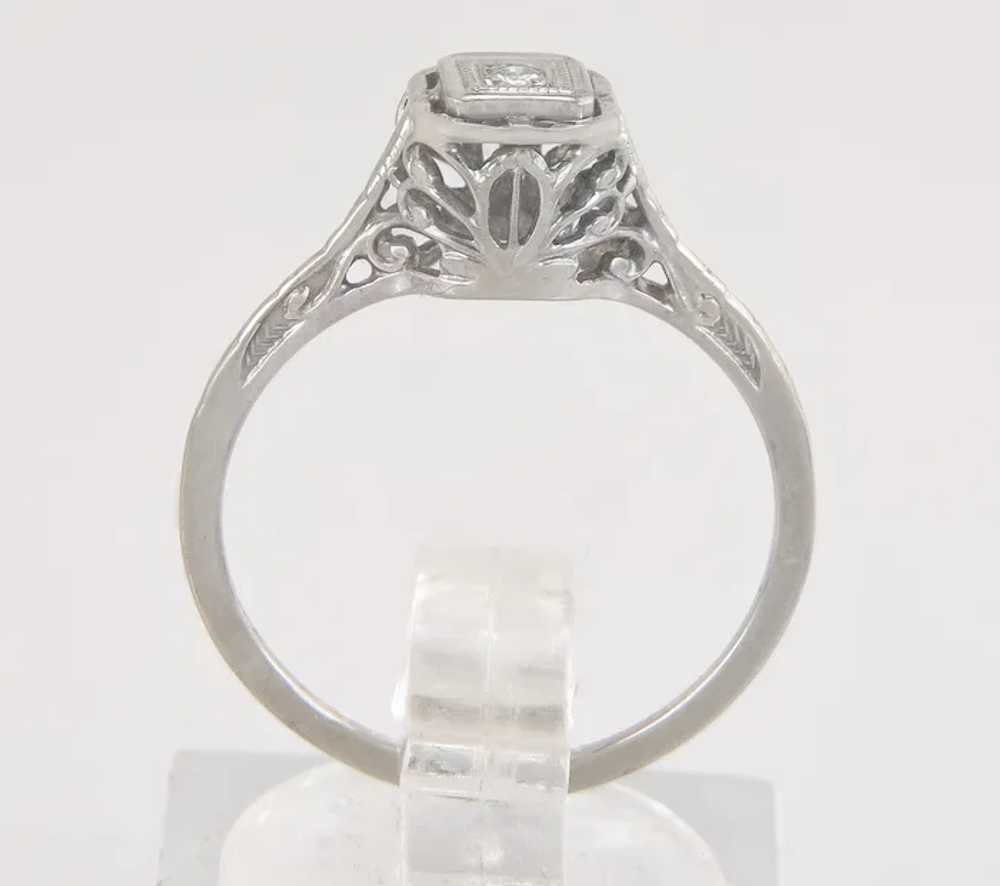 Antique 18K White Gold .02ct Diamond Art Deco Sol… - image 4