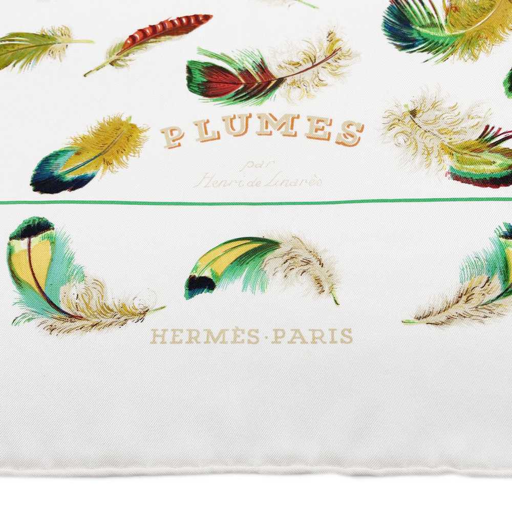 HERMES Scarf Carre 90 PLUMES Silk White Multicolor - image 6