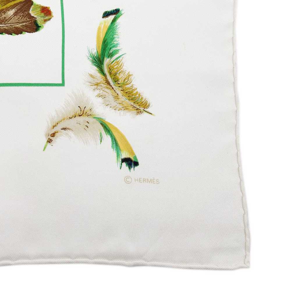 HERMES Scarf Carre 90 PLUMES Silk White Multicolor - image 8