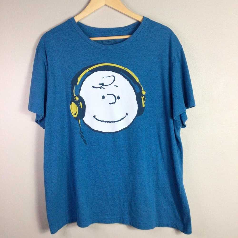 Peanuts Charlie Brown music gamer T Shirt Blue 2X… - image 1