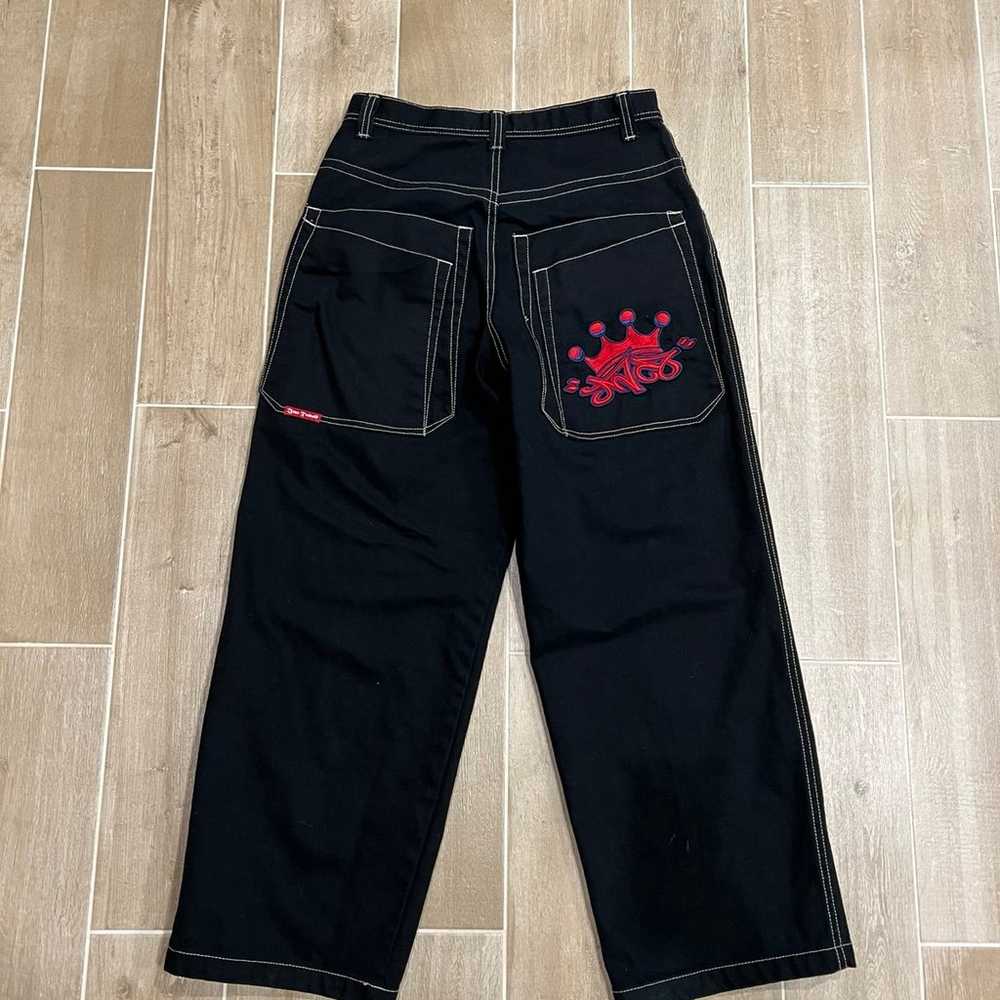 JNCO Black Jeans Tribals Red Crown 33x32 TTS (ref… - image 1