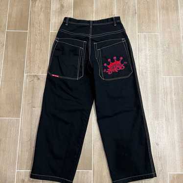 JNCO Black Jeans Tribals Red Crown 33x32 TTS (ref… - image 1