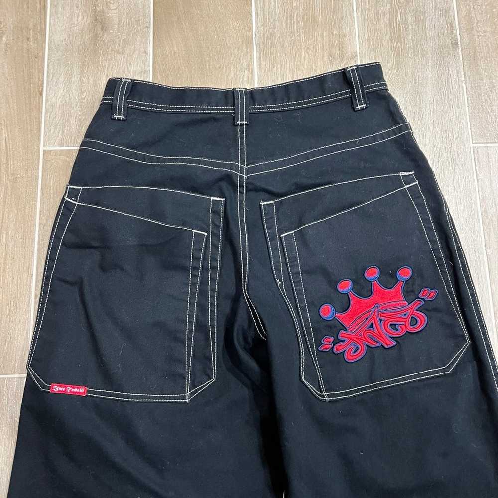 JNCO Black Jeans Tribals Red Crown 33x32 TTS (ref… - image 3