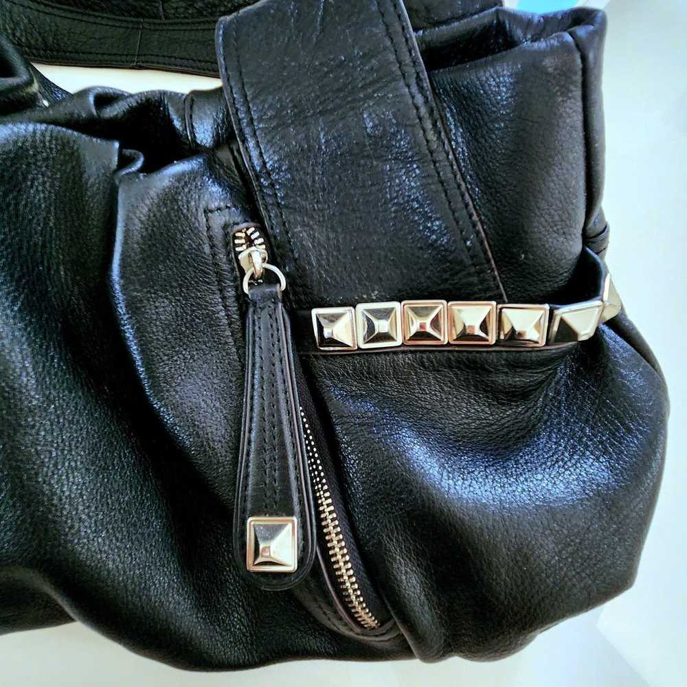 B. Makowsky Black Leather Studded Bag - image 5