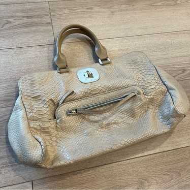 Vintage Longchamp Gatsby Tan Snakeskin Leather Ha… - image 1