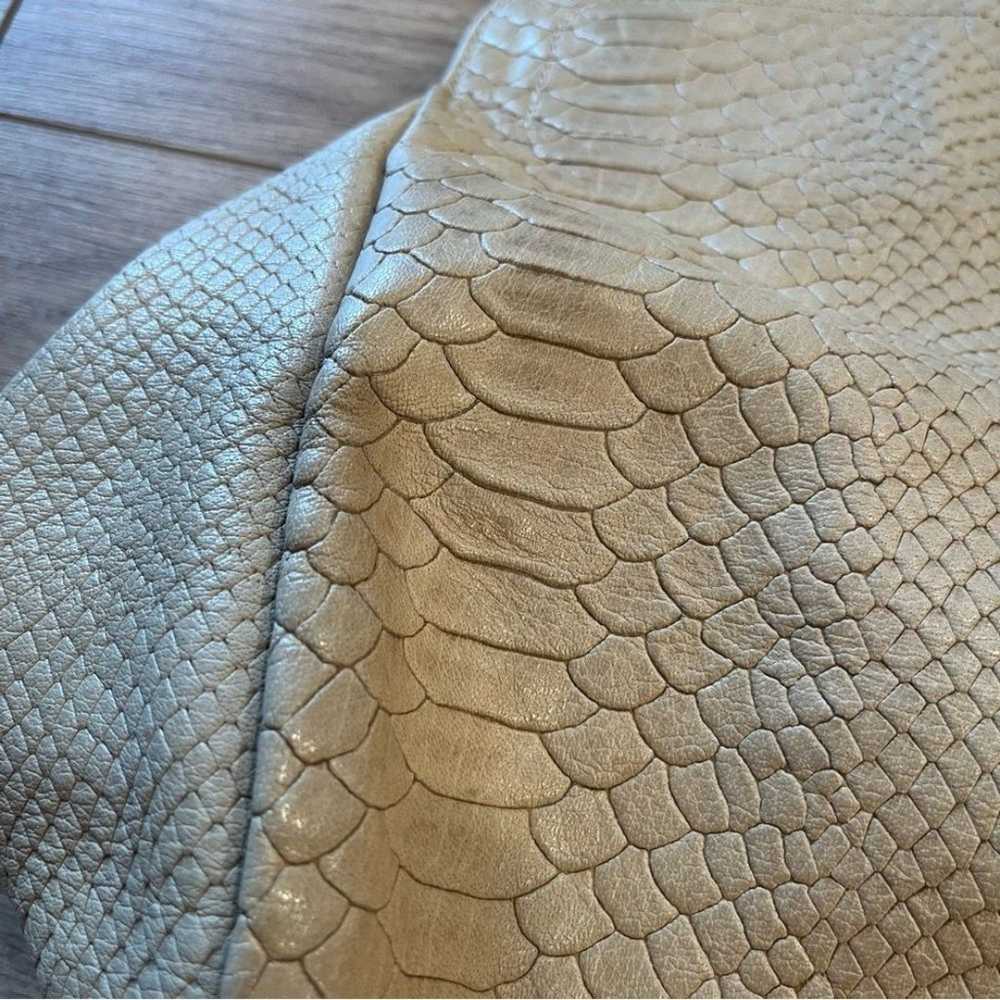 Vintage Longchamp Gatsby Tan Snakeskin Leather Ha… - image 9