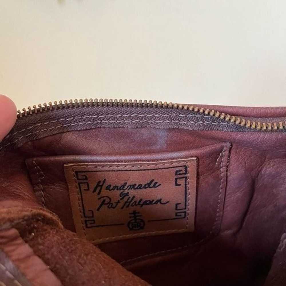 Vintage 70s Embossed Brown Leather Crossbody Bag … - image 11
