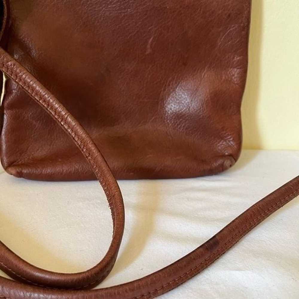 Vintage 70s Embossed Brown Leather Crossbody Bag … - image 5