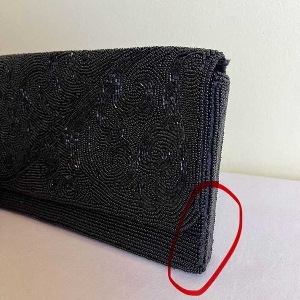 Vintage La Regale Beaded Black Clutch Bag Snap Cl… - image 8