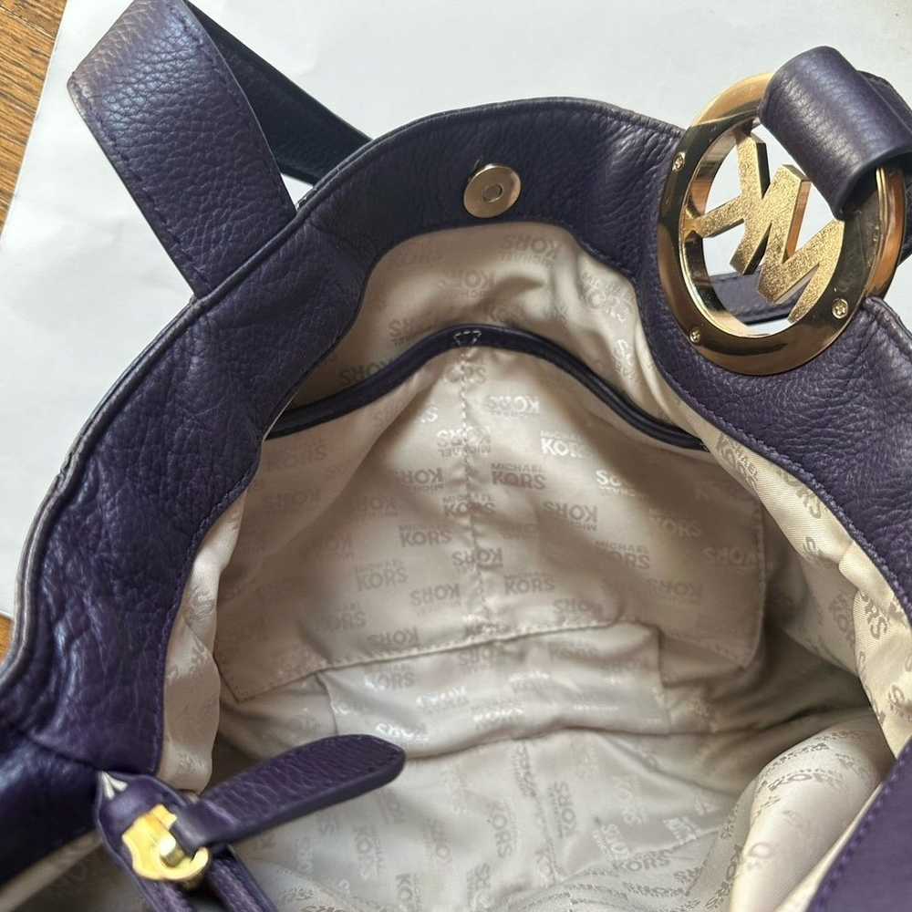 Michael Kors Fulton Purple Pebbled Leather Should… - image 10